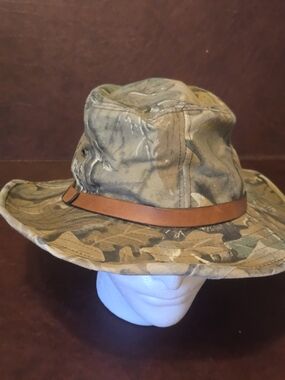 RedHead Brown and Green Camo Boonie Hat with Leather Band
